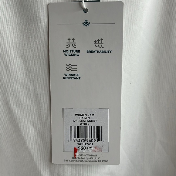 NWT Lady Hagen Womens 17" White Pleated Skort Golf Tennis Biking Size Medium M - Picture 7 of 11